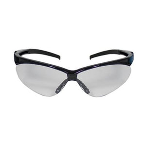 ADVERSARY™ SEMI-RIMLESS SAFETY GLASSES WITH BLACK FRAME, CLEAR LENS AND ANTI-SCRATCH COATING