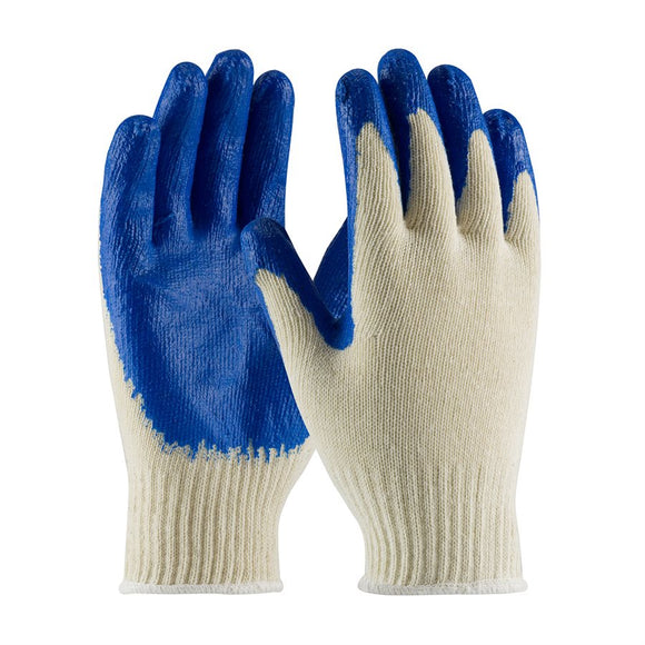 ECONOMY WEIGHT SEAMLESS KNIT COTTON/POLYESTER GLOVE WITH LATEX COATED SMOOTH GRIP ON PALM & FINGERS
