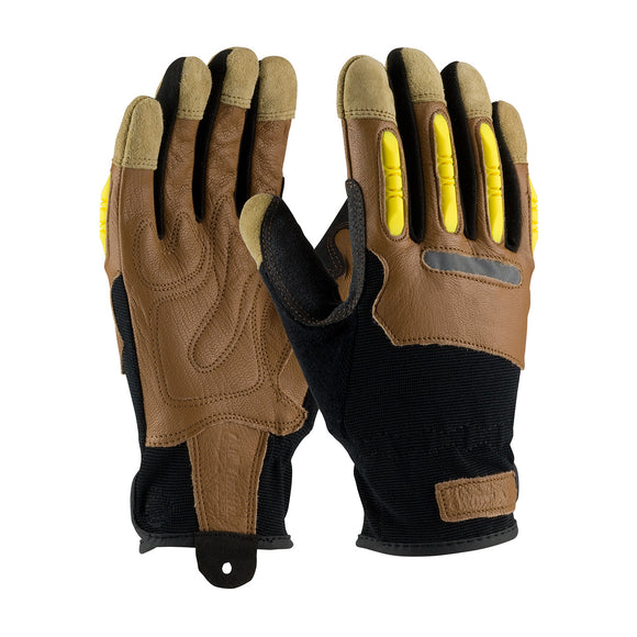 MAXIMUM SAFETY JOURNEYMAN GOATSKIN LEATHER PALM GLOVE WITH LEATHER BACK AND TPR KNUCKLE GUARDS