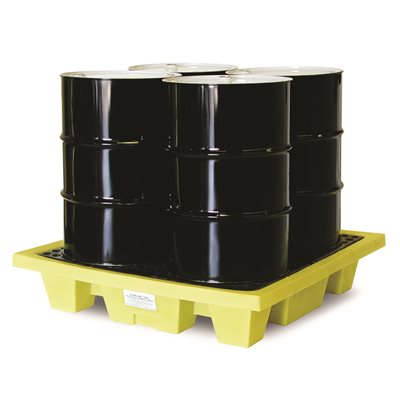 ENPAC POLY SLIM-LINE - 4 DRUM SPILL PALLET WITH DRAIN