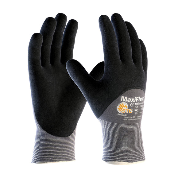 MAXIFLEX ULTIMATE SEAMLESS KNIT NYLON GLOVE NITRILE COATED MICROFOAM GRIP ON PALM, FINGERS &KNUCKLES