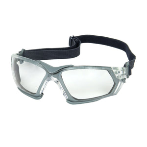 FORTIFY™ RIMLESS SAFETY GLASSES GRAY FRAME, CLEAR LENS, FOAM PADDING, ANTI-SCRATCH/FOGLESS® 360