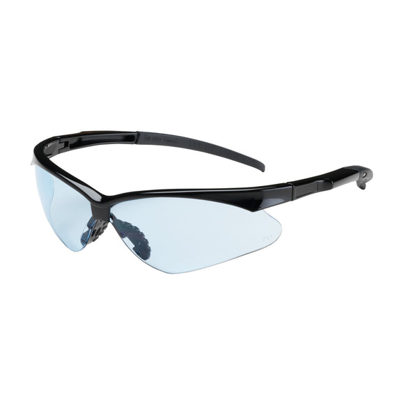 ADVERSARY™ SEMI-RIMLESS SAFETY GLASSES WITH BLACK FRAME, LIGHT BLUE LENS AND ANTI-SCRATCH COATING