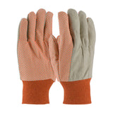 PREMIUM GRADE COTTON CANVAS GLOVE WITH PVC DOTTED GRIP ON PALM, THUMB AND INDEX FINGER - 10 OZ.