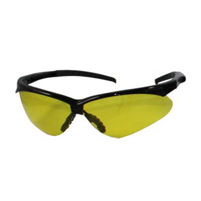 ADVERSARY™ SEMI-RIMLESS SAFETY GLASSES WITH BLACK FRAME, AMBER LENS AND ANTI-SCRATCH COATING