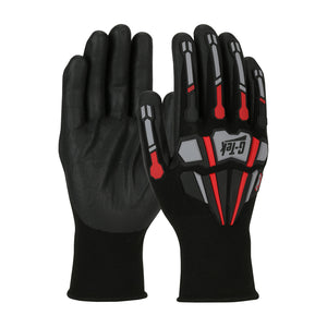 G-TEK® SEAMLESS KNIT NYLON GLOVE WITH IMPACT PROTECTION AND NITRILE COATED FOAM GRIP PALM & FINGERS
